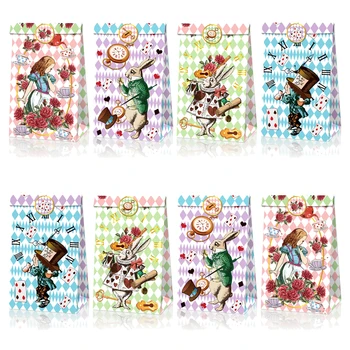 Disney Tekenfilm van Alice in Wonderland Candy Papieren Zak Birthday Party Cookies Popcorn Vak Stickers Decoratie Baby Shower Cadeau Meisje
