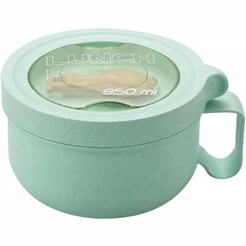 850ml/29oz Magnetron Soup Bowl met Deksel en Handvat Food-Grade Plastic Noodle Bowl met Lepel Lek-bewijs Draagbare Ontbijt Cup