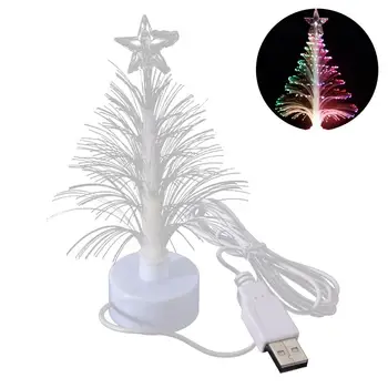 Mini LED kerstboom Nacht Licht van Kleur Veranderende Vezel Optisch Licht USB-Aansluiting van de Lamp Festival Decor voor Winkelcentrum Huis