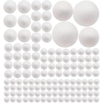 130 Pack Ambachtelijke Schuim Ballen, 7 Afmetingen Inclusief 1-4 Cm, Wit Polystyreen Gladde Ronde Ballen, Foam Ballen voor Kunsten en Ambachten