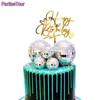 1Pcs Disco Bal Cake toppers jaren ' 80 ' 90 Retro party Disco Cake Decor Saturday Night Fever Party Disco Dance Birthday Party Benodigdheden
