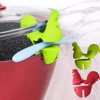 Draagbare Pot Clips Keuken Cartoon Silicone Plastic Pot Kant Clip Anti-brandwonden-Lepel Houder Ondersteuning Rek Keuken Koken Tools
