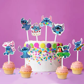 8st/set Disney Lilo & Stitch Cake Decor Topper Verjaardag Steek Papieren Cupcake Topper Voor Baby Douche Verjaardag