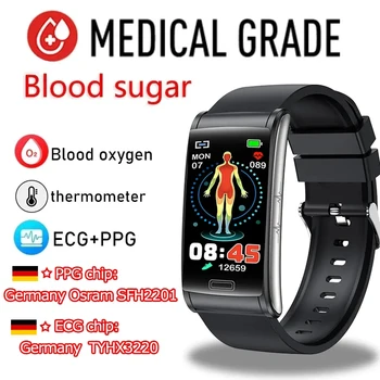 2023 Nieuwe E600 Smart Armband Niet-Invasieve Bloed Glucose IP68 Waterdichte 24-Uurs Temperatuur ECG+PPG bloeddruk Health Watch