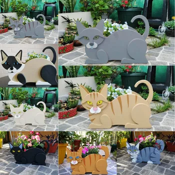 Tuin Cat Dog Shape Plant Planter PVC-Bloem Pot Leuke DIY Siamees kitten, Puppy, Dieren Tuin Sappige Bloempot Home Decor