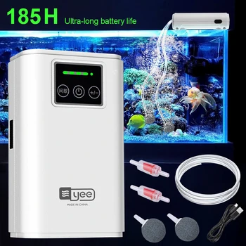 Aquarium Fish Tank Zuurstof Pomp Opladen Dual-Purpose Lucht Pomp Usb-Lithium Batterij Huishouden Draagbare Vissen Dempen 6000mA Outdoor