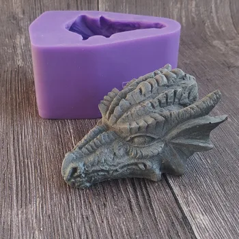 PRZY 3D Draak Hoofd Mal van Siliconen Kaars Taart Decoraties Klei Hars Dragon Head Taart Tools Mallen Eco-vriendelijke 6456