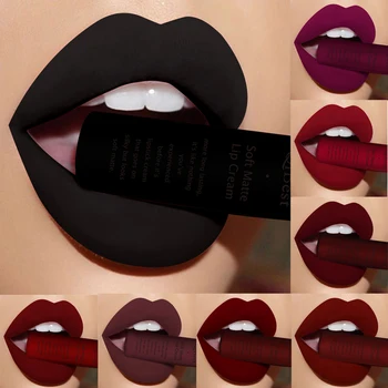 Nieuwe 34 Kleuren Waterdichte Matte Nude Lipstick Liptint Pigment Donker Rood Zwart Long Lasting Lip Gloss Vrouwen Make-Up Lipgloss