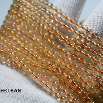 Meihan Groothandel (3strands/set), 4-5mm natuurlijke Citrien-geel kwarts gladde ronde losse kralen voor sieraden maken diy