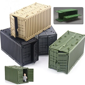 Miniatuur Gemonteerd Container Model Speelgoed Granulaire bouwsteen Voor de Kinderen Gaven Arsenaal Militaire Toebehoren Doe-Onderdelen