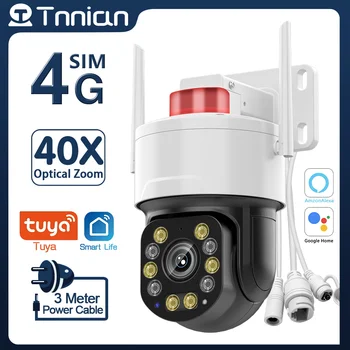 Tnnian 4K 8MP 4G-Surveillance-Camera 40X Optische Zoom Outdoor AI Menselijk Auto Tracking WIFI PTZ-Camera 50M Night Vision Tuya
