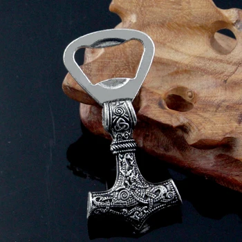 hot verkopen Handgemaakte Viking Rune Hammer Opener Viking Hanger Thor ' s Hamer Mjolnir Fles Opener in de Noorse Bier Tool Geschenken