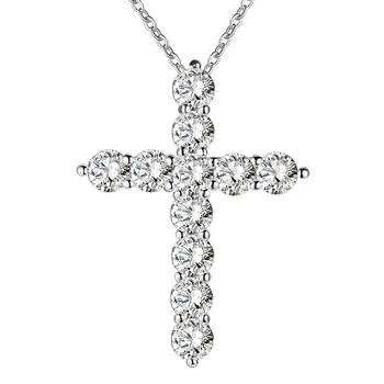 de zilveren kleur , de ketting sieraden vrouwen wedding fashion Cross crystal CZ Zirkonia stenen hanger ketting Kerst cadeau n296