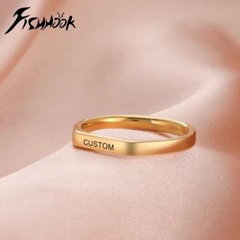 Vishaak Graveren Naam Vinger Ringen Persoonlijk Aangepaste Ring Cadeau Voor Vrouw-Man Betrokkenheid Bruiloft Trouwen Roestvrij Stalen Sieraden