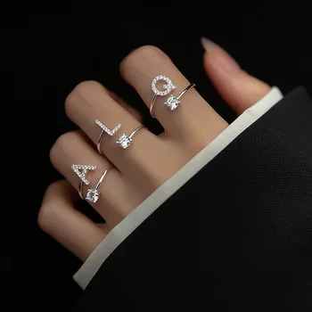 Mode Kristal Naam Letters Ringen Klassieke Zirconia Verstelbare Opening Alfabet Vinger Ringen Voor Vrouwen Meisjes Partij Sieraden