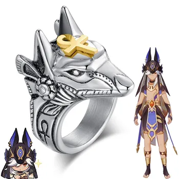 Cyno Geïnspireerd Ring Wolf Goddelijke Geest Electro Staal Genshin Impact Oude Kostuum, Rekwisieten Geschenken