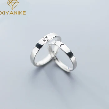 XIYANIKE Zilver Kleur Eenvoudige Opening Sun Moon Verstelbare Ring Voor Mannen, Vrouwen Paar Betrokkenheid Sieraden Cadeau Valentijnsdag