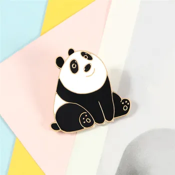 Mooie Dier Broches Cartoon Saai Zitten Panda Badges Email Pin-Shirt Kraag Tas Metalen Knop Revers Spelden Sieraden Kinderen Cadeau