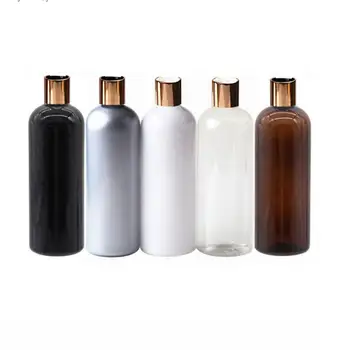 24pcs/veel 300ml Schijf Dop zwarte fles Leeg Plastic PET-Fles Lotion Fles travel size lege plastic flessen Shampoo