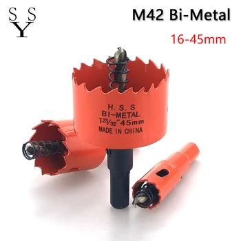 1Pcs 16-45mm M42 Bi-Metaal gatzaag HSS-Boren Boren Kroon van Metaal-Ijzer-Aluminium-Roestvrij Hout Cutter Tools
