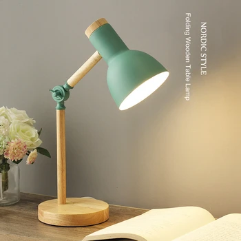 Creatieve Scandinavische Houten Art Ijzer LED Opvouwbare Eenvoudige bureaulamp Bescherming van de Ogen Lezen Tafel Lamp Woonkamer Slaapkamer Home Decor