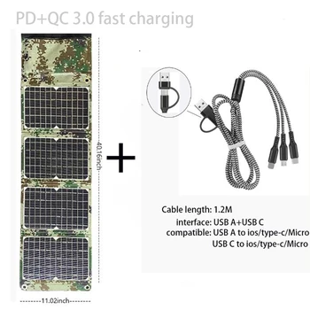 ETFE krachtige 45W zonnepaneel 5v 12v telefoon lader PD 18W type c QC-USB-3.0 Voor Hoge capaciteit Power Bank snel op te laden, emergency