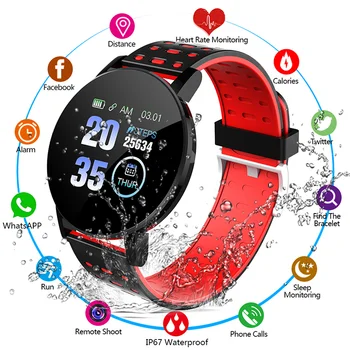 2023 NIEUWE 119S Smart Watch van Mannen, Vrouwen bloeddruk Waterdichte Sport Ronde Smartwatch Slimme Klok Fitness Tracker Voor IOS Android