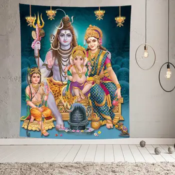 Home Decor Tapijt Kant Muur Hangen Hindoe-God Shiva Tapijt Indiase Schilderkunst Muur Tapijt Yoga Mat