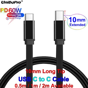 Platte USB-C naar C PD 60W 3A Snel Lader Kabel 10mm Tip voor Doogee V10 | S98 S96 S97 S86 S59 S68 Pro | met de S88 Plus Robuuste Telefoons