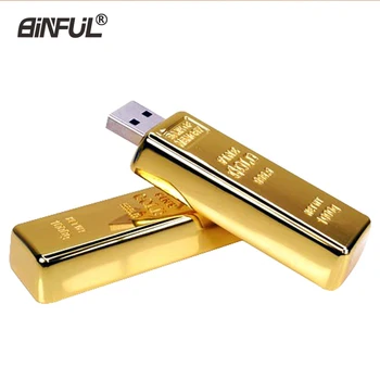 gouden usb flash drive Metalen pen drive 4GB 8GB 16GB 32GB 64GB Gold Bar USB2.0 Flash memory stick Bullion Stick schijf cadeau