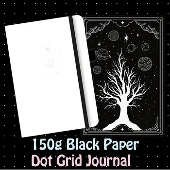BUKE Kogel Bezaaid Notebook 160Pages Zwart Papier Dot Tijdschrift Raster 5*5mm witte Stippen