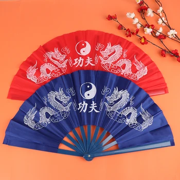 1 Stuks Chinees Japans Kung Fu Dragon Plastic Vouwen Fan Grote Hand Over 34*63cm
