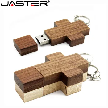 JASTER Esdoorn hout pendrive houten Kruis USB Flash Drive pen drive 4GB 8GB 16GB 32GB 64GB memory stick keychian gratis aangepaste logo