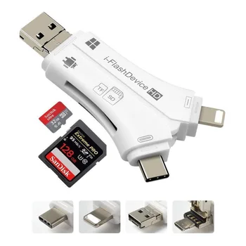 4-in-1 ik Flash Drive USB Micro SD&TF Card Reader Adapter Data Transfer voor iPhone, iPad, Macbook Android-Camera