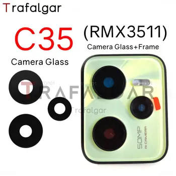 Achterste Camera aan de achterkant Glas Lens Voor Realme C35 Camera Cover Met Frame Bezel RMX3511 Vervanging Met Zelfklevende Sticker