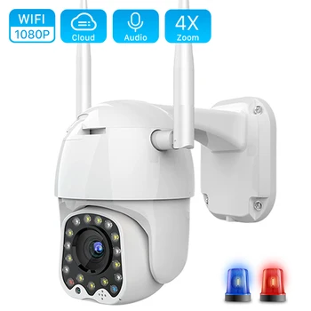 Cloud 1080P Wifi PTZ Camera Outdoor 2MP Auto Tracking CCTV Home Security IP-Camera met 4X Digitale Zoom Speed Dome Camera Sirene Licht