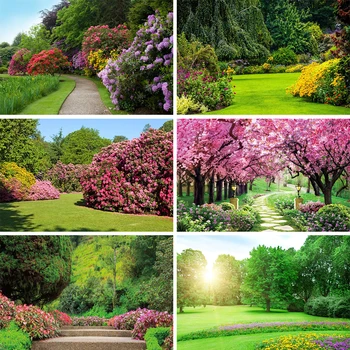 De lente wordt de Natuur Landschap Tuin en Park Decor voor Fotografen Bomen, Bloemen Grasland Decor Pasgeboren Portret Foto als Achtergrond