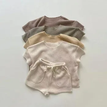 2023 Zomer Nieuwe Baby met Korte Mouw Kleding Set Stevige Baby T-Shirts + Broek 2pcs Pak Katoen Jongen Meisje Outfits Kinderen Kleding