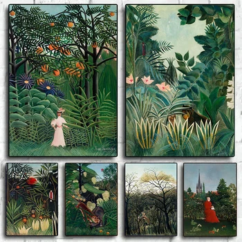 Beroemde Henri Rousseau Landschap Canvas Schilderij Modern Bos Posters en Prints Kunst aan de Muur de Foto voor een Woonkamer Home Decor