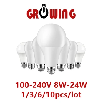 De fabriek directe LED-lamp vol spanning wisselstroom 120v, 220V, 8W-24W E27 B22 hoge lumen zonder flikkering 3000K/4000K/6000K warm wit licht