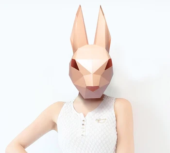 Pre Cut Papier Masker 3D Konijn Kostuum van Halloween Cosplay DIY Paper Craft Model Masker Kerst