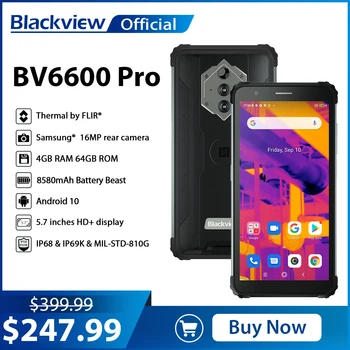 [Op Voorraad] Blackview BV6600 Pro Robuuste Mobiele Telefoon warmtebeeldcamera FLIR®, Android 11 4GB+64GB 8580mAh Wereldwijde Smartphone