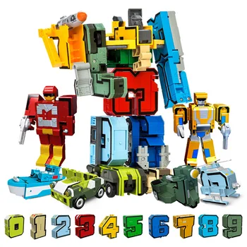 10Pcs Creatieve Montage van Educatieve Blokken Action Figure Aantal Transformatie Robot Vervormen Vliegtuig Auto Cadeau Speelgoed voor Kinderen
