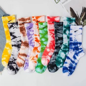 Tie-dyed sokken, lange buis, katoenen sokken, sport high top candy kleur sokken