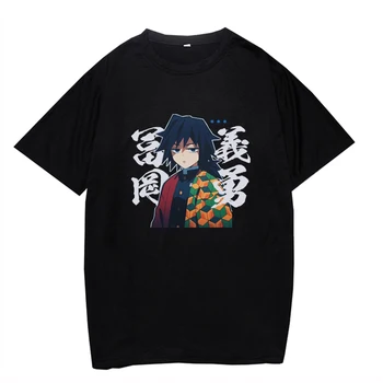 Japanse Anime Demon Slayer Tomioka Giyuu Bedrukt T-Shirt Voor De Zomer Met Korte Mouwen O-Hals Streetwear Unisex