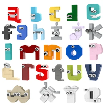 BuildMoc 26 Stijl Engelse Kleine Letters Alfabet Bouwstenen Set Onderwijs Lore (A-Z) Bakstenen Speelgoed Voor Kinderen Kind Geschenken