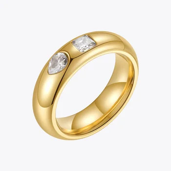 ENFASHION Zirkonium trouwringen Voor Vrouwen Gold Kleur Esthetische Ring 2021 Roestvrij Staal Mode-Sieraden Anillos Mujer R214146