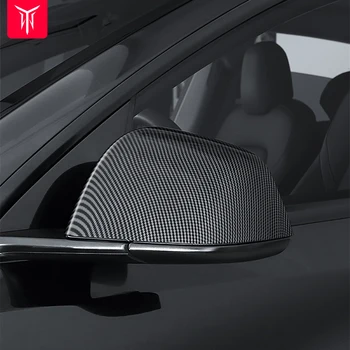 YZ Carbon Fiber Auto Plakken zijdeur Spiegel Dekking Voor de Tesla Model 3 Model Y Auto-Accessoires voor het Exterieur ABS Kanten Achteruitkijkspiegel Cover