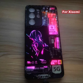 Het geluid van de Controle-Led Flash Gevallen Voor Xiaomi Redmi Opmerking 11 10 9 8 Pro k40 Spel Mi Poco X3 X4 Pro F3 F4 GT Lichtgevende Anime Glazen Deksel