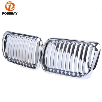 POSSBAY Chrome Silver Front Center Nier-Grill Roosters voor BMW 3-Serie E36 M3 Coupe 316g/316i/318i/325is 1996-1998 facelift